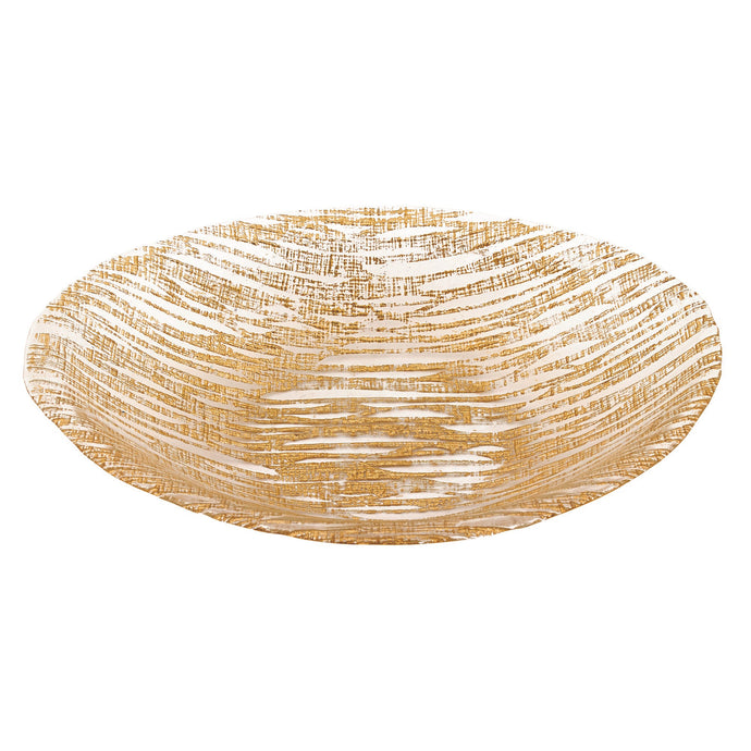 9 Hand Crafted Glass Oval Gold Salad or Centerpiece Bowl
