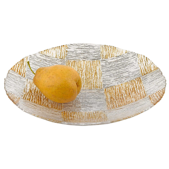 Silver and Gold Cubes Hand Decorated Glass 12 Bowl