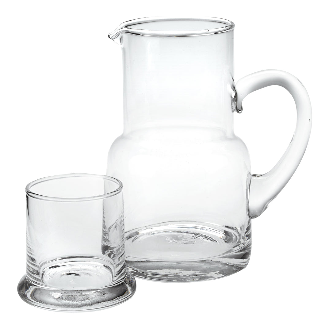 4 X 6 X 7 Clear Glass 2 Pc Glass Bedside or Desktop Carafe Set 10 oz