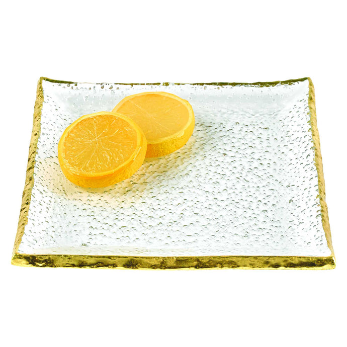 7 Glass Set of 4 Square Edge Gold Plates