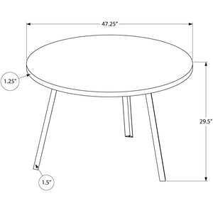 48" Round Dining Room Table with Grey Reclaimed Wood and Black Metal