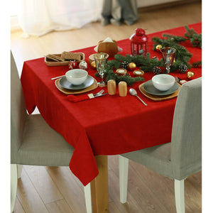 70" Merry Christmas Rectangle Tablecloth in Red