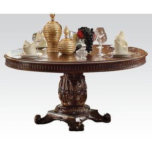 Round Wooden top Dining table with Single Carved Pedestal