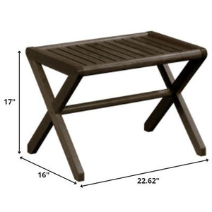 23" Dark Brown Wood Slat Stool or End Table