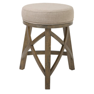 Counter Height Cream Modern Round Three Leg Stool