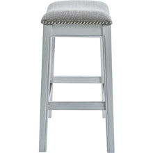 Load image into Gallery viewer, Counter Height Saddle Style Counter Stool with Grey Fabric and Nail head Trim