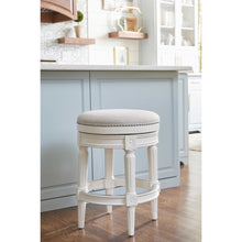 Load image into Gallery viewer, Counter Height Round Counter Stool in Alabaster White Fabric