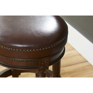 Distressed Walnut Finished Bar Height Round Stool