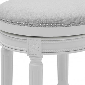 Bar Height Round Backless Stool in White Fabric