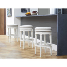 Load image into Gallery viewer, Bar Height Round Backless Stool in White Fabric