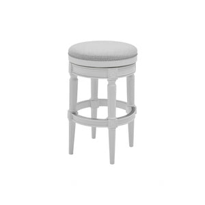 Bar Height Round Backless Stool in White Fabric