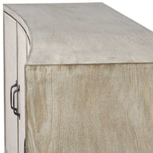 Load image into Gallery viewer, Light Brown Solid Wood Sideboard With 4 Fabric Covered Cabinet Doors