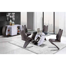 Load image into Gallery viewer, White and Grey tone Geometrical base with Rectangular Glass top Dining Table