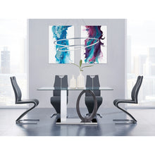 Load image into Gallery viewer, White and Grey Two Toned Oval Design support with Rectangular Glass Top Dining Table