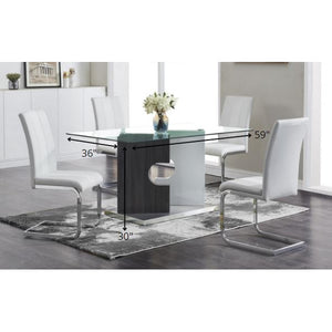 Contemporary Puzzle Gray and White Double Base Glass Dining Table