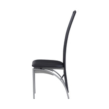 Load image into Gallery viewer, Set of 4 Black Curved back Dining Chairs with Silver Metal Legs