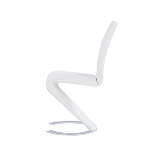 Set of 2 White Z Shape design Dining Chairs with Horse Shoe Shape Base