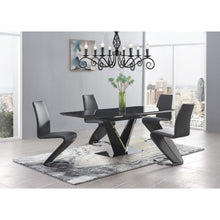 Load image into Gallery viewer, Set of 2 Black Z Shape design Dining Chairs with Horse Shoe Shape Base