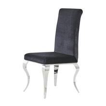 Load image into Gallery viewer, Set of 2 Black Dining Chairs with Silver Tone Legs