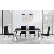 Load image into Gallery viewer, Set of 2 Black Dining Chairs with Silver Tone Legs