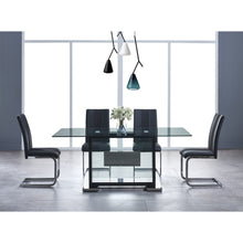 Load image into Gallery viewer, Set of 4 Black Two toned Dining Chairs with Silver Tone Metal Base