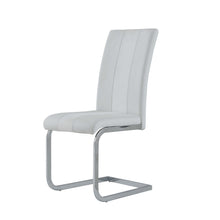 Load image into Gallery viewer, Set of 4 White Two toned Dining Chairs with Silver Tone Metal Base