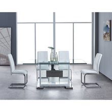 Load image into Gallery viewer, Set of 4 White Two toned Dining Chairs with Silver Tone Metal Base