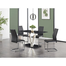 Load image into Gallery viewer, Set of 4 Modern Black Dining Chairs with Chrome Metal Base