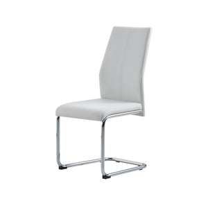 Set of 4 Modern White Dining Chairs with Chrome Metal Base