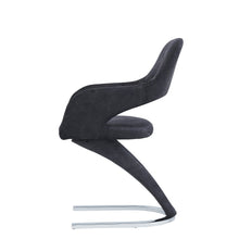 Load image into Gallery viewer, Set of 2 Black Velvet Fabric Dining Chairs with Horse Shoe Style Metal Base