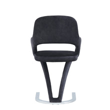 Load image into Gallery viewer, Set of 2 Black Velvet Fabric Dining Chairs with Horse Shoe Style Metal Base