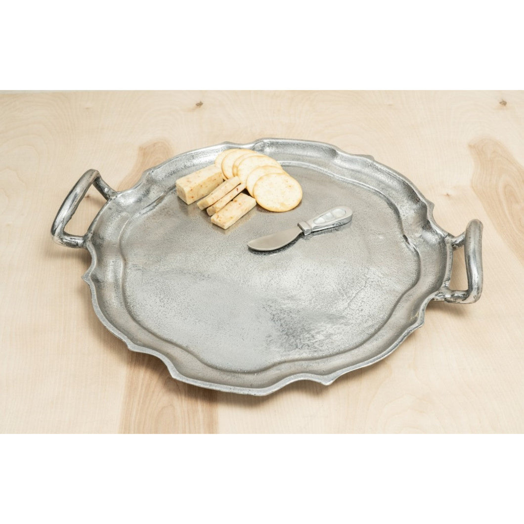 Vintage Look Baroque Silver Handled Tray