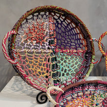 Load image into Gallery viewer, Handmade Set of 3 Rainbow Round Nesting Jute Trays