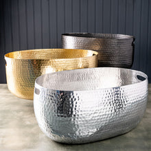 Load image into Gallery viewer, Handcrafted Hammered Stainless Steel Oval Beverage Tub