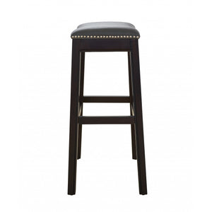 30" Espresso and Gray Saddle Style Counter Height Bar Stool