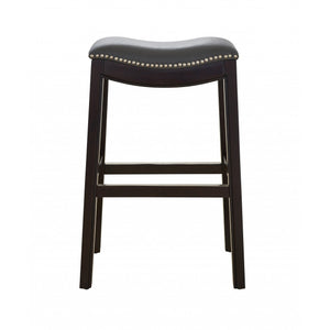 30" Espresso and Gray Saddle Style Counter Height Bar Stool