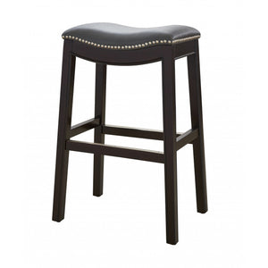 30" Espresso and Gray Saddle Style Counter Height Bar Stool