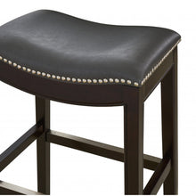 Load image into Gallery viewer, 30&quot; Espresso and Gray Saddle Style Counter Height Bar Stool