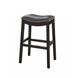 30" Espresso and Gray Saddle Style Counter Height Bar Stool