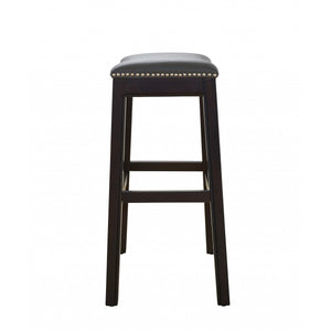 25" Espresso and Gray Saddle Style Counter Height Bar Stool