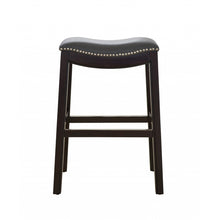 Load image into Gallery viewer, 25&quot; Espresso and Gray Saddle Style Counter Height Bar Stool