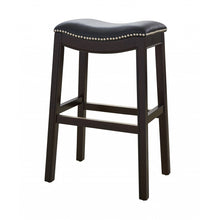 Load image into Gallery viewer, 30&quot; Espresso and Black Saddle Style Counter Height Bar Stool