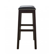 Load image into Gallery viewer, 30&quot; Espresso and Black Saddle Style Counter Height Bar Stool