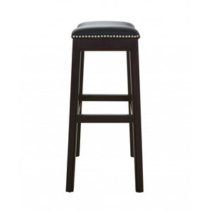 30" Espresso and Black Saddle Style Counter Height Bar Stool