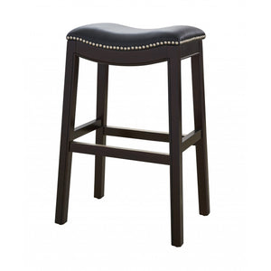 30" Espresso and Black Saddle Style Counter Height Bar Stool