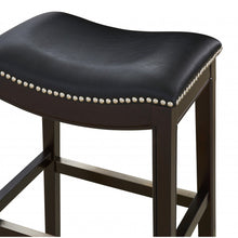 Load image into Gallery viewer, 30&quot; Espresso and Black Saddle Style Counter Height Bar Stool