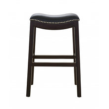 Load image into Gallery viewer, 30&quot; Espresso and Black Saddle Style Counter Height Bar Stool