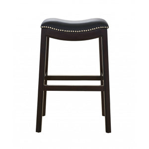 30" Espresso and Black Saddle Style Counter Height Bar Stool