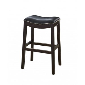 30" Espresso and Black Saddle Style Counter Height Bar Stool