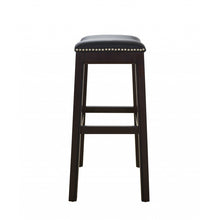 Load image into Gallery viewer, 25&quot; Espresso and Black Saddle Style Counter Height Bar Stool